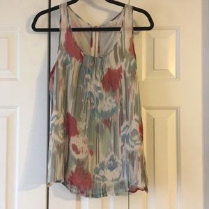 Chiffon watercolor tank with zipper back